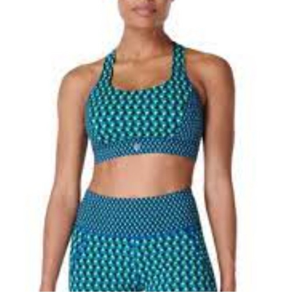 Sweaty Betty Green Geo Print Sports Bra Size M - Picture 4 of 4